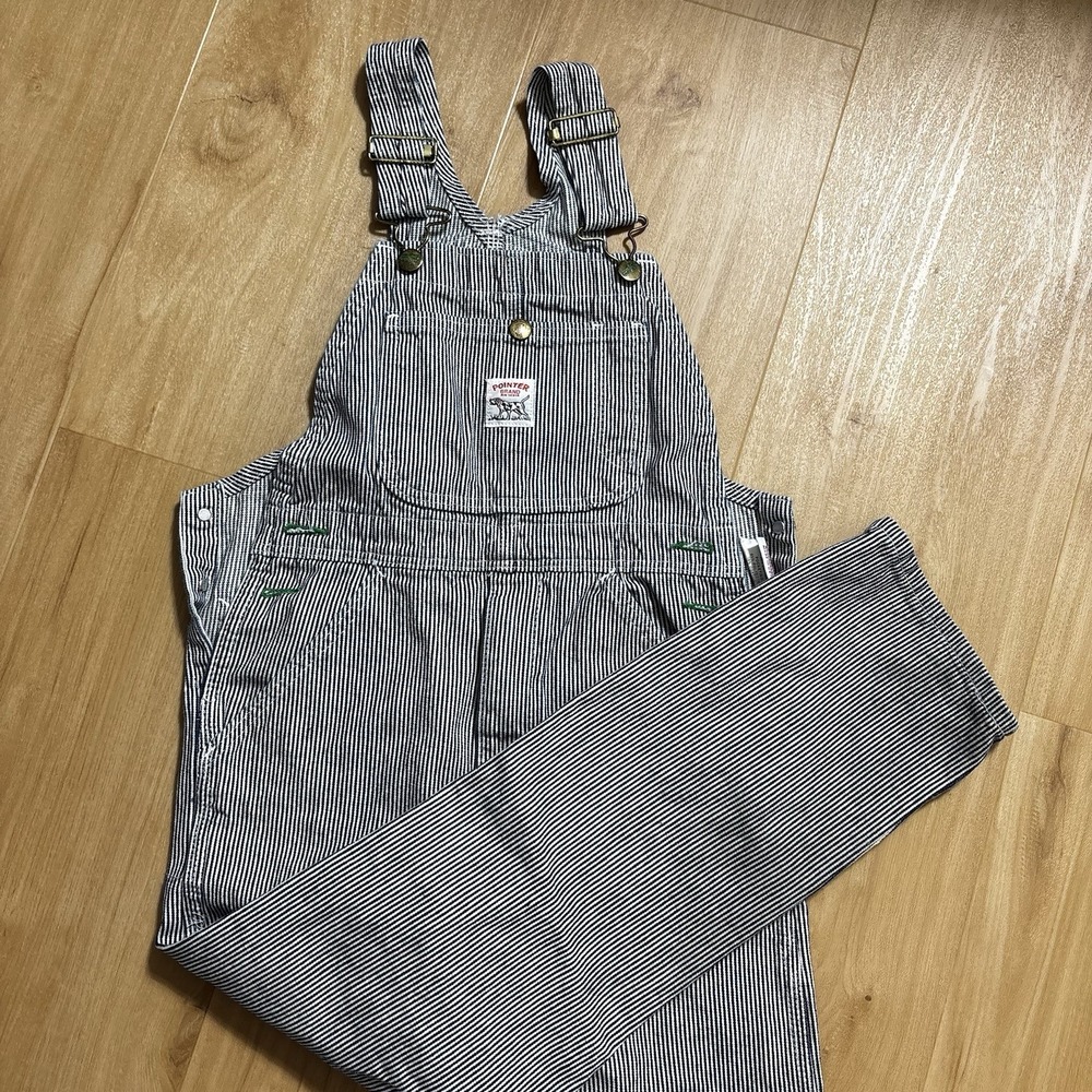 VTG Kid Size 10 Railroad Stripe Overalls Pointer Brand Made In USA 80s Conductor